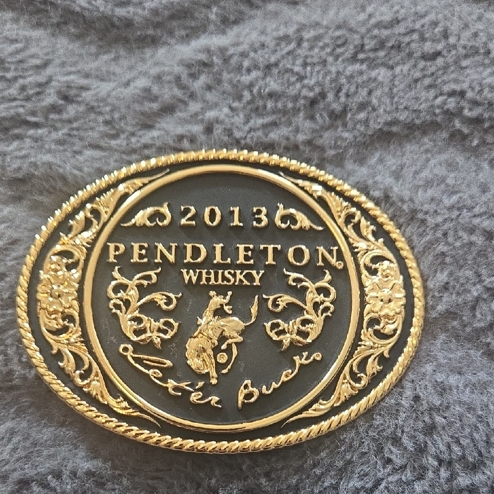 Pendleton Black and Gold Oval Belt Buckle